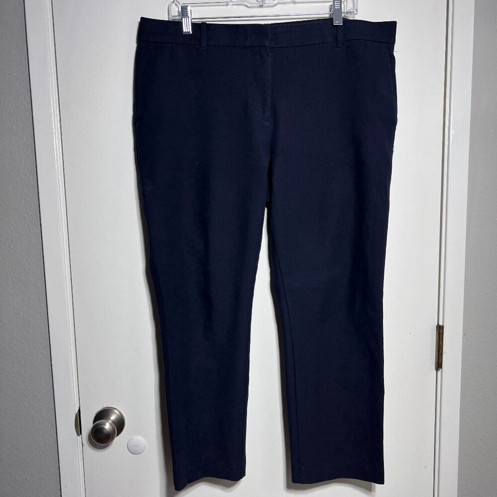 Ann Taylor Navy Blue Cotton Blend Cropped Trousers Pants Women's Size 14